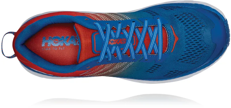 Hoka Mens Clifton 6 Wide - Mandarin Red Blue-4